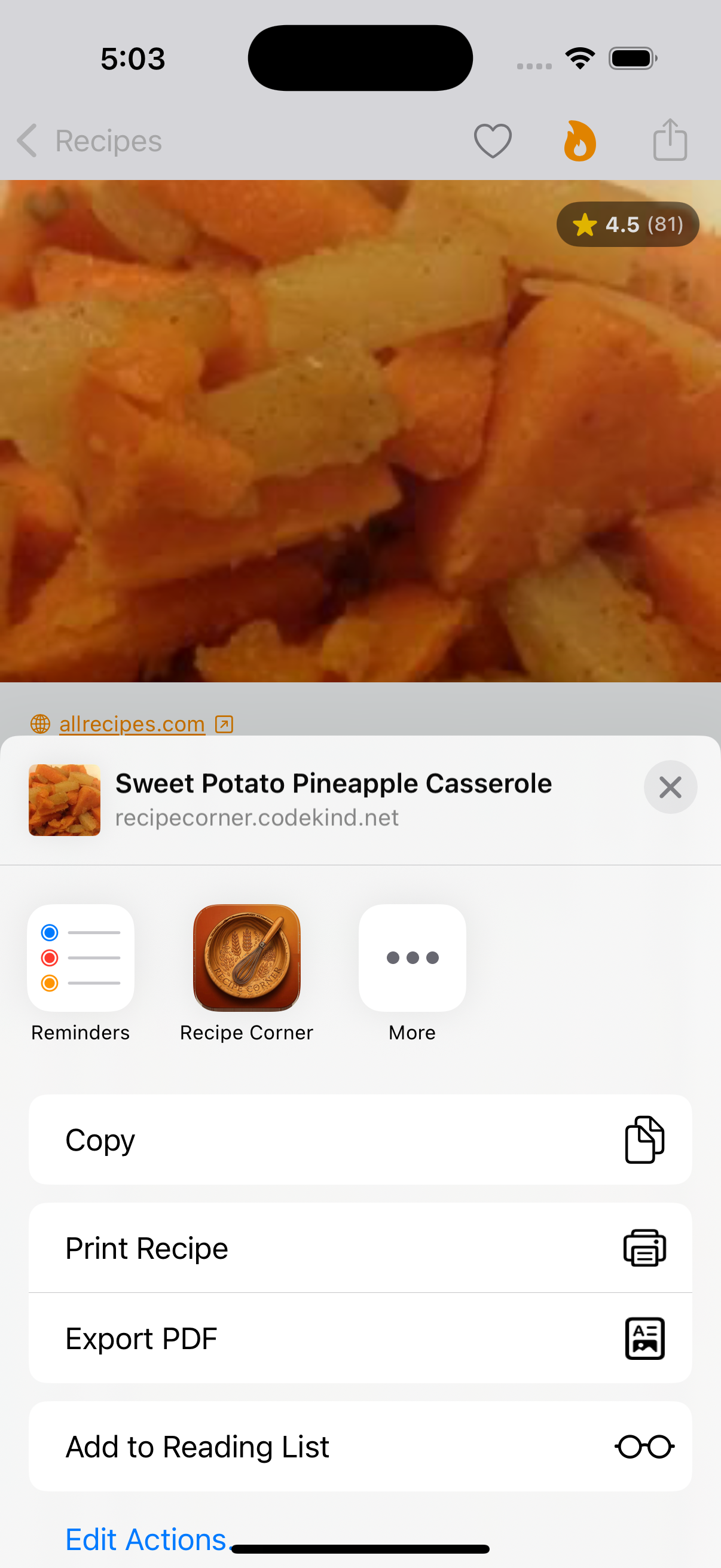 A branded share card generated for a recipe
